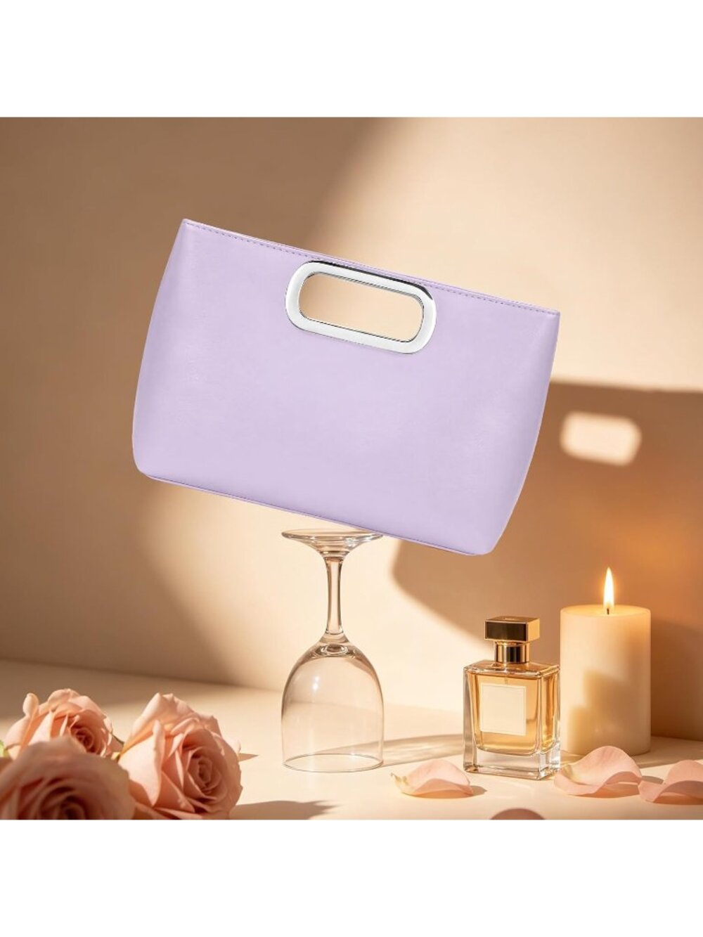 〽️Women Purple Faux Leather Detachable Chain Wedding Party Handbag Clutch Purse - Picture 3 of 6